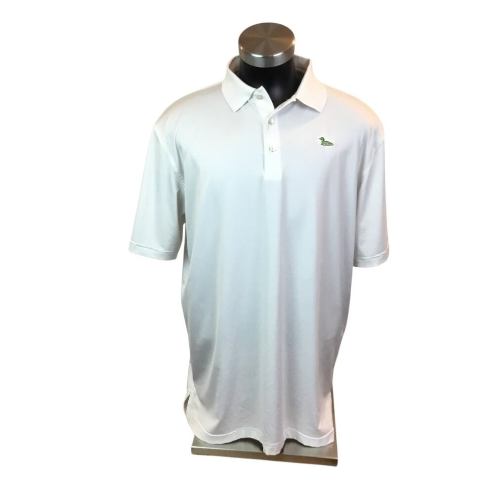 Peter Millar Polo Shirt Mens L Summer Comfort White Polyester/Spandex Golf Shirt